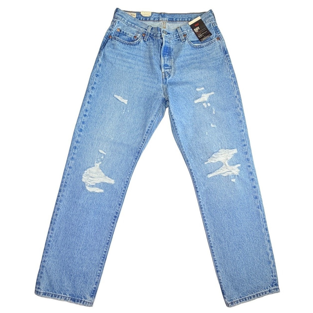 NWT Levi's Premium 501 '90s Distressed Jeans 29x32 Light Wash 100% Cotton
